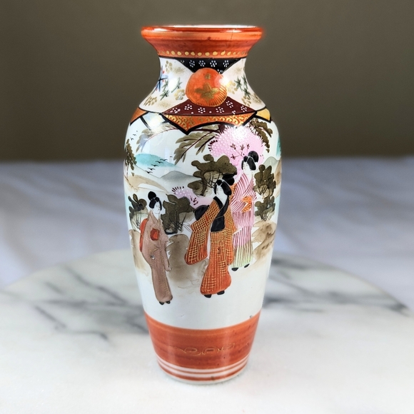 Antique Japanese Kutani Porcelain Vase Chinoiserie - Picture 3 of 12